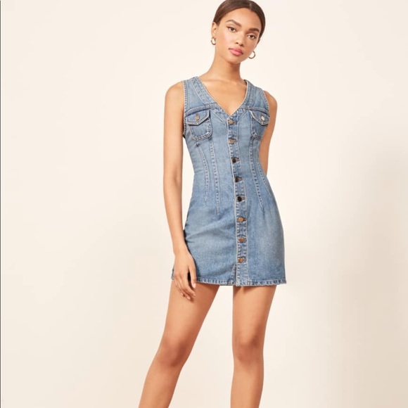 Reformation | Dresses | New Reformation Colby Denim Jean Mini Dress 2 ...